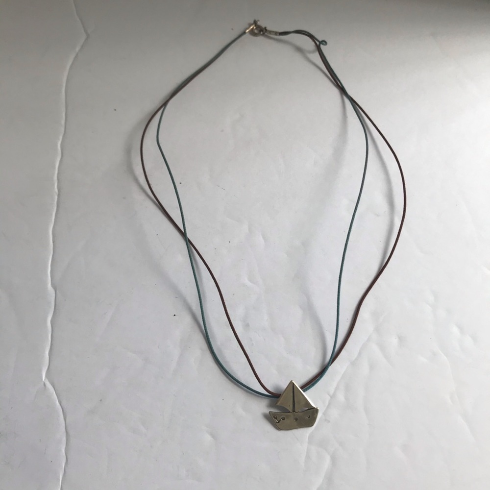 Sterling Silver 925 SAILBOAT Pendant Double Cord